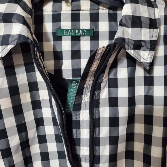 Ralph Lauren women's plaid black & white rain jacket size medium - Picture 2 of 9
